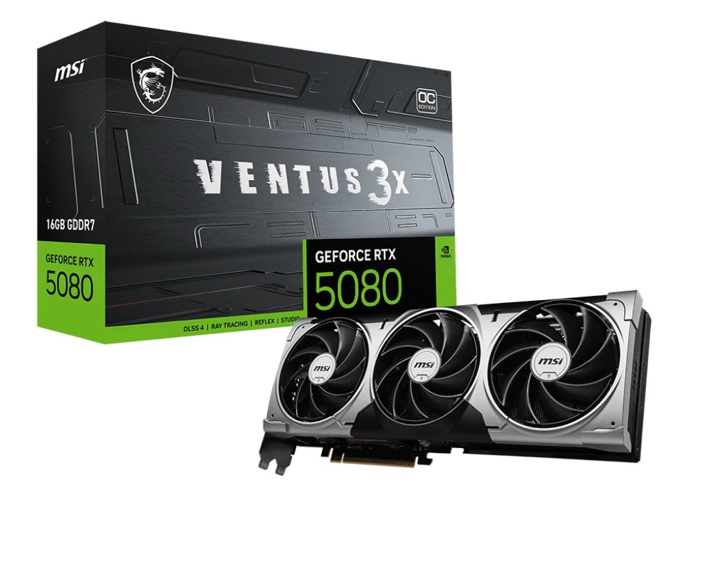 MSI RTX 5080 16G VENTUS 3X OC GDDR7 video card 256-bit PCI Express Gen 5 30 Gbps