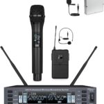 Vocal Wireless Microphone Dual Channel UHF Mic 2x60 Adjustable Frequencies