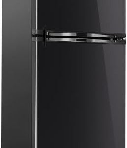 12V RV Refrigerator | Black Frost-Free Fridge with Freezer | Double Door, Adjustable Shelves, Reversible Door, Built-In Lock